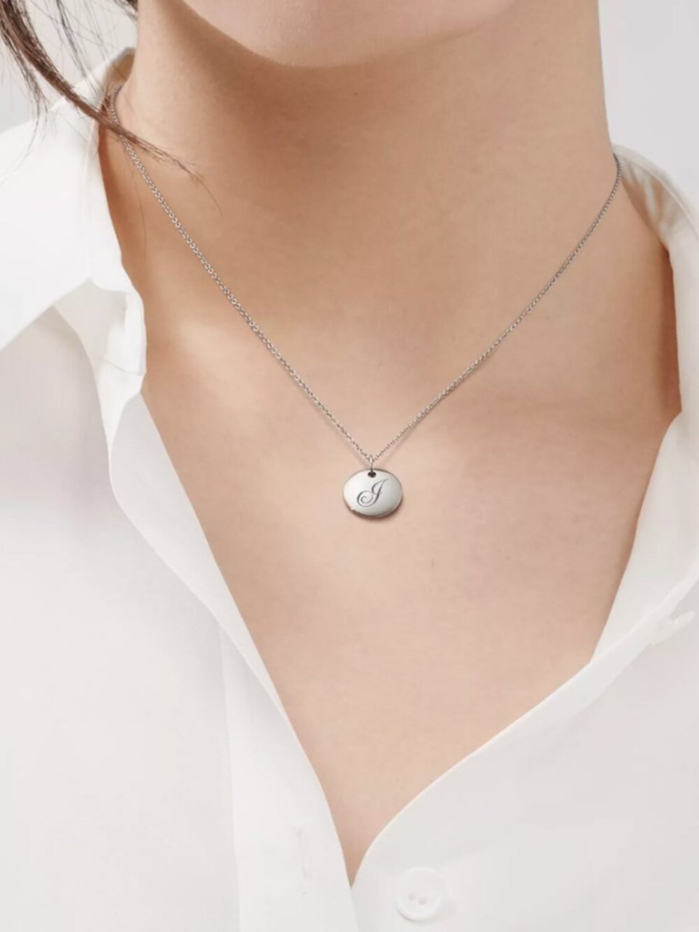 Tiffany Notes Letter “C” Round Pendant in Sterling Silver